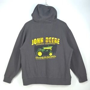 John Deere Graphic Print Hoodie Men XL Long Sleeve Pullover Sweatshirt Logo Work